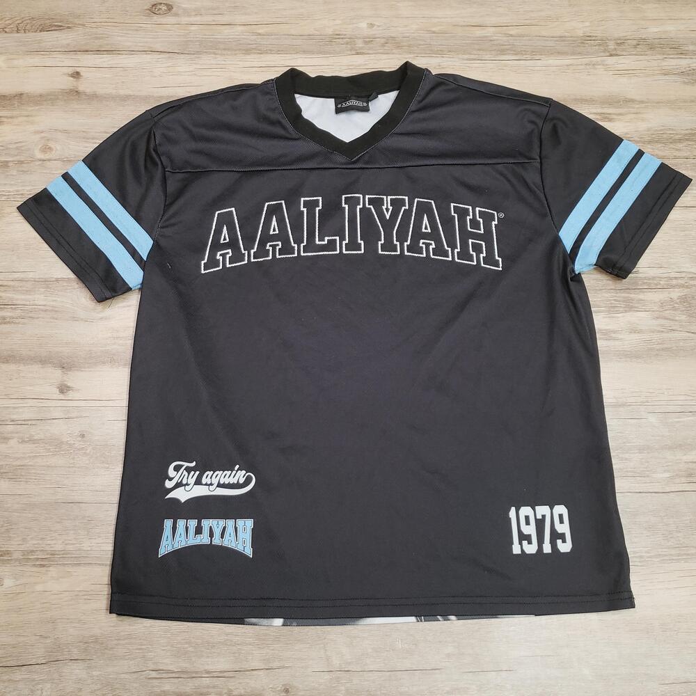 Aaliyah Shirt Womens XS Black Try Again 1979 Graphic Jersey Tee Music Hip Hop